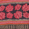 Sanskriti Vintage Sarees Red/Black Pure Crepe Silk Print Sari 6+yd Craft Sustainable Fabric