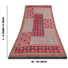 Sanskriti Vintage Sarees Red/Black Pure Crepe Silk Print Sari 6+yd Craft Sustainable Fabric
