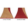Sanskriti Vintage Sarees Red Pure Crepe Silk Hand Beaded Print Sari 5+yd Sustainable Fabric