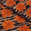 Sanskriti Vintage Sarees Black/Orange Pure Crepe Printed Sari 5+yd Craft Sustainable Fabric
