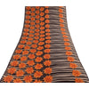 Sanskriti Vintage Sarees Black/Orange Pure Crepe Printed Sari 5+yd Craft Sustainable Fabric