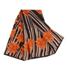 Sanskriti Vintage Sarees Black/Orange Pure Crepe Printed Sari 5+yd Craft Sustainable Fabric