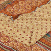 Sanskriti Vintage Sarees Embroidery Print Pure Crepe Silk Sari 5+yd Craft Sustainable Fabric
