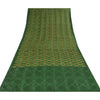 Sanskriti Vintage Sarees Green Pure Crepe Silk Printed Sari 5+yd Craft Sustainable Fabric