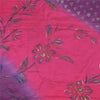 Sanskriti Vintage Sarees Pink/Purple Pure Crepe Sparkle Printed Sari 5+yd Sustainable Fabric