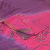 Sanskriti Vintage Sarees Pink/Purple Pure Crepe Sparkle Printed Sari 5+yd Sustainable Fabric