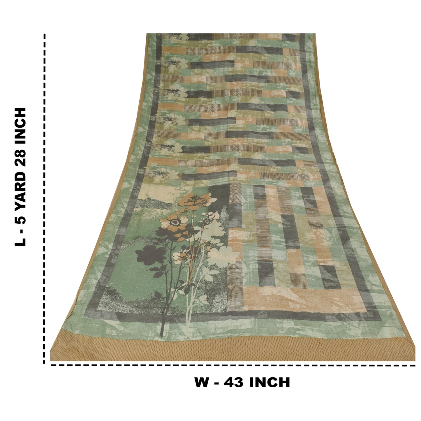 Sanskriti Vintage Sarees Multi Pure Crepe Silk Printed Sari 5+yd Craft Sustainable Fabric