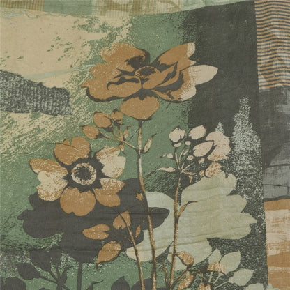 Sanskriti Vintage Sarees Multi Pure Crepe Silk Printed Sari 5+yd Craft Sustainable Fabric