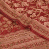 Sanskriti Vintage Sarees Rød/Pink Ren Crepe Trykt Broderet Sari Bæredygtigt Stof