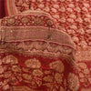 Sanskriti Vintage Sarees Rød/Pink Ren Crepe Trykt Broderet Sari Bæredygtigt Stof