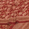 Sanskriti Vintage Sarees Rød/Pink Ren Crepe Trykt Broderet Sari Bæredygtigt Stof