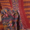 Sanskriti Vintage Sarees Red Pure Crepe Silk Printed Sari 5+yd Craft Fabric
