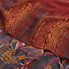 Sanskriti Vintage Sarees Red Pure Crepe Silk Printed Sari 5+yd Craft Fabric