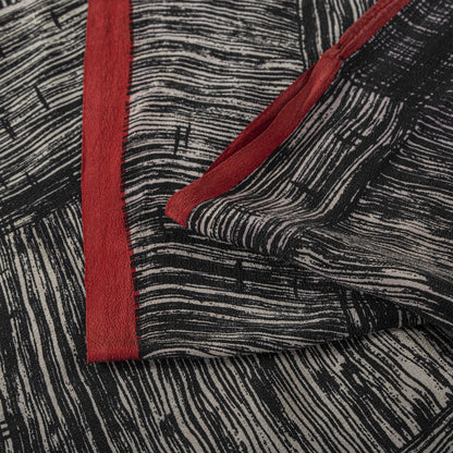 Sanskriti Vintage Saree Black Pure Crepe Silk Digital Print Sari 5.5Yard Fabric