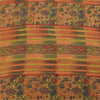 Sanskriti Vintage Sarees Peach/Green Pure Crepe Printed Sari 5+yd Craft Sustainable Fabric
