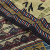 Sanskriti Vintage Sarees Cream Pure Crepe Silk Printed Sari 5+yd Craft Sustainable Fabric