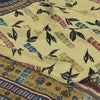 Sanskriti Vintage Sarees Cream Pure Crepe Silk Printed Sari 5+yd Craft Sustainable Fabric