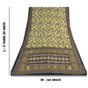 Sanskriti Vintage Sarees Cream Pure Crepe Silk Printed Sari 5+yd Craft Sustainable Fabric