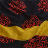 Sanskriti Vintage Sarees Black/Red Pure Crepe Printed Self Sari 5+yd Sustainable Fabric