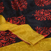 Sanskriti Vintage Sarees Black/Red Pure Crepe Printed Self Sari 5+yd Sustainable Fabric