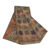 Sanskriti Vintage Sarees Multi Pure Crepe Silk Printed Sari 5+yd Craft Sustainable Fabric