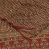 Sanskriti Vintage Sarees Red Hand Beaded Pure Crepe Print Sari 5+yd Craft Sustainable Fabric