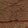 Sanskriti Vintage Sarees Red Hand Beaded Pure Crepe Print Sari 5+yd Craft Sustainable Fabric