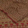 Sanskriti Vintage Sarees Red Hand Beaded Pure Crepe Print Sari 5+yd Craft Sustainable Fabric
