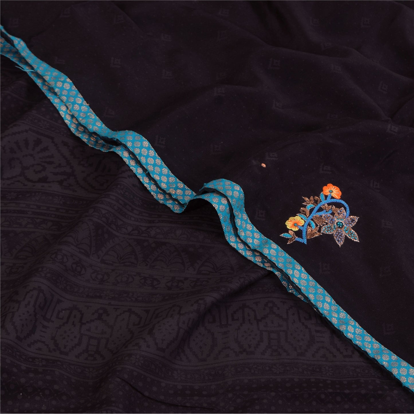 Санскритские винтажные сари фиолетовое сари с ручным бисером из чистого крепа с принтом 5+ ярдов устойчивая ткань