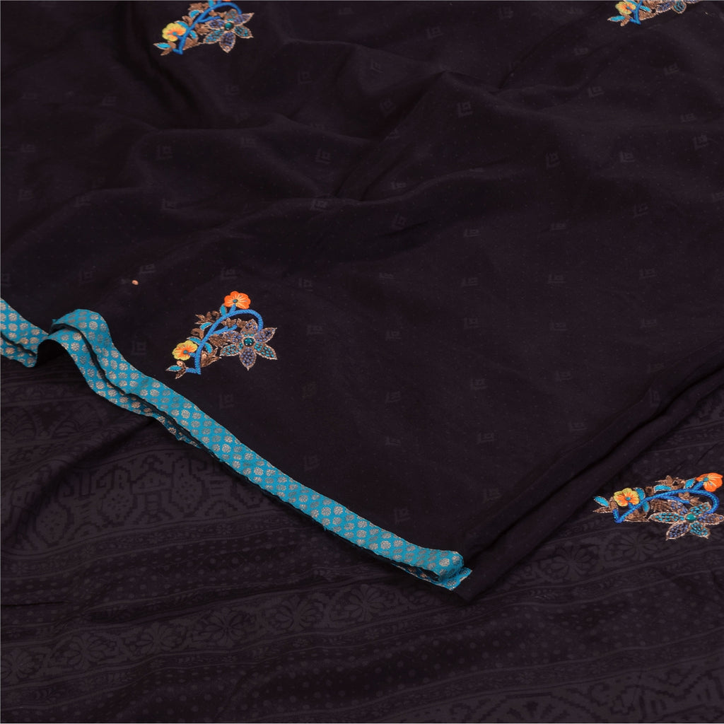 Санскритские винтажные сари фиолетовое сари с ручным бисером из чистого крепа с принтом 5+ ярдов устойчивая ткань