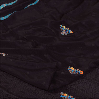 Санскритские винтажные сари фиолетовое сари с ручным бисером из чистого крепа с принтом 5+ ярдов устойчивая ткань