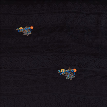 Санскритские винтажные сари фиолетовое сари с ручным бисером из чистого крепа с принтом 5+ ярдов устойчивая ткань