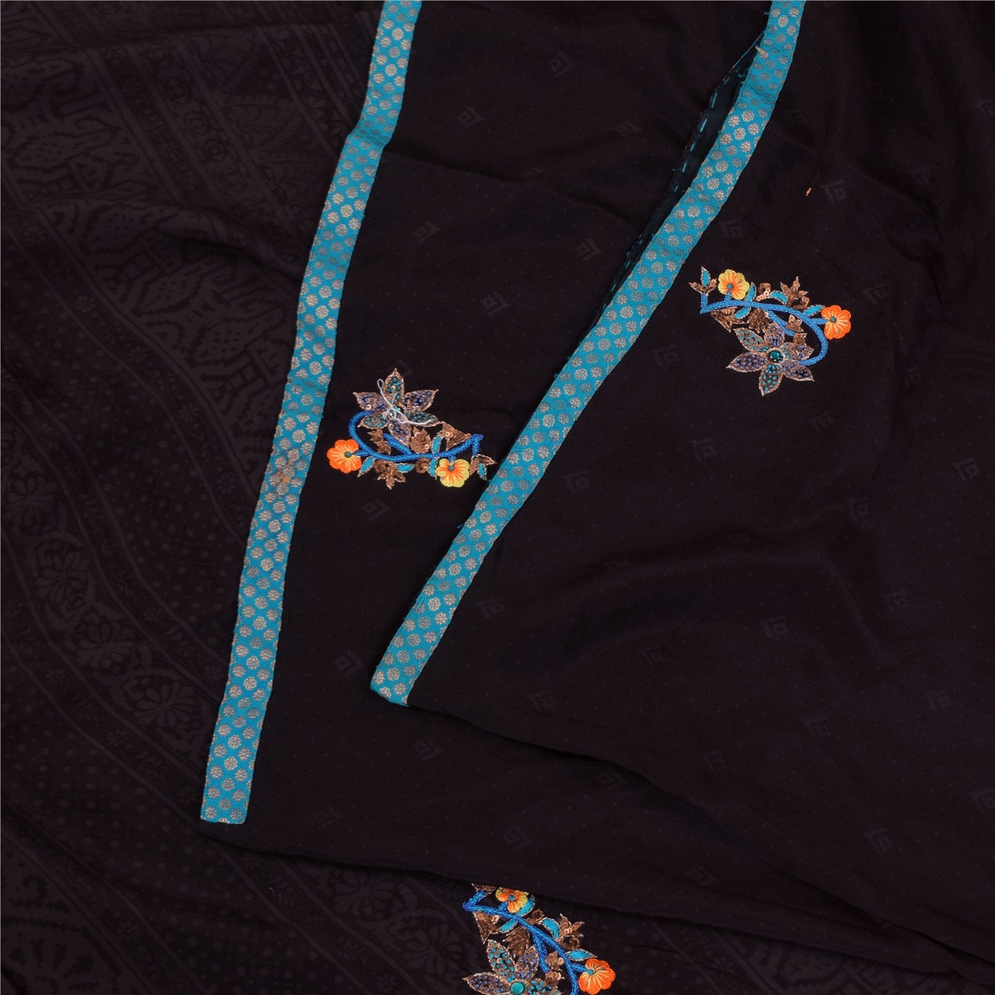 Санскритские винтажные сари фиолетовое сари с ручным бисером из чистого крепа с принтом 5+ ярдов устойчивая ткань