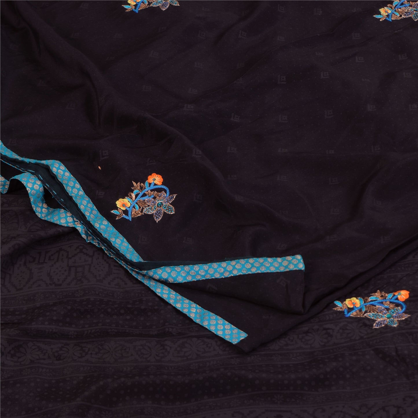 Санскритские винтажные сари фиолетовое сари с ручным бисером из чистого крепа с принтом 5+ ярдов устойчивая ткань