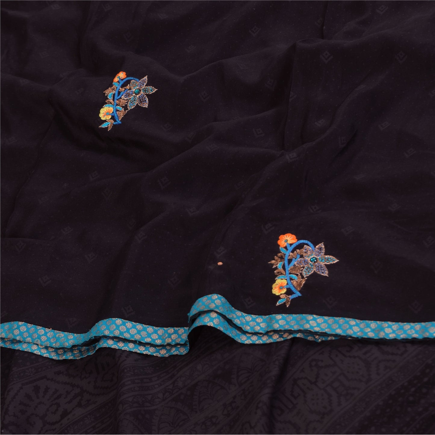 Санскритские винтажные сари фиолетовое сари с ручным бисером из чистого крепа с принтом 5+ ярдов устойчивая ткань