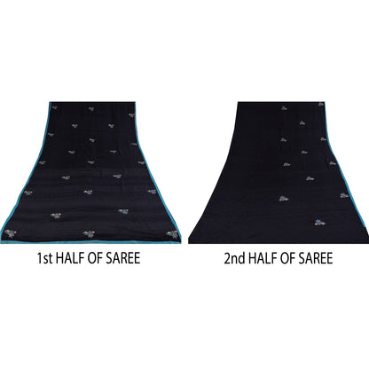 Санскритские винтажные сари фиолетовое сари с ручным бисером из чистого крепа с принтом 5+ ярдов устойчивая ткань