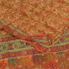 Sanskriti Vintage Sarees Orange Pure Crepe Print Hand Beaded Sari 5+yd Sustainable Fabric