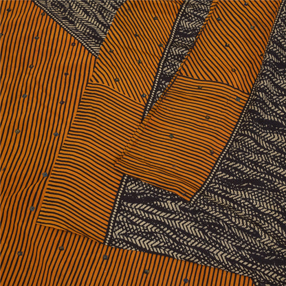 Сари Sanskriti Vintage, черное чистое креповое сари с ручным бисером, напечатанное вручную, 5+ ярдов, устойчивая ткань