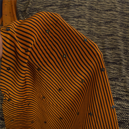 Сари Sanskriti Vintage, черное чистое креповое сари с ручным бисером, напечатанное вручную, 5+ ярдов, устойчивая ткань