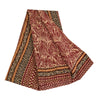 Sanskriti Vintage Sarees Red Pure Crepe Printed Hand Beaded Sari 5+yd Sustainable Fabric