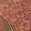 Sanskriti Vintage Sarees Red Pure Crepe Printed Hand Beaded Sari 5+yd Sustainable Fabric