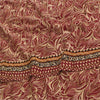 Sanskriti Vintage Sarees Red Pure Crepe Printed Hand Beaded Sari 5+yd Sustainable Fabric