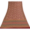 Sanskriti Vintage Sarees Red Pure Crepe Printed Hand Beaded Sari 5+yd Sustainable Fabric
