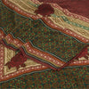 Sanskriti Vintage Sarees Dark Red Pure Crepe Silk Printed Sari 5+yd Craft Sustainable Fabric
