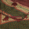 Sanskriti Vintage Sarees Dark Red Pure Crepe Silk Printed Sari 5+yd Craft Sustainable Fabric