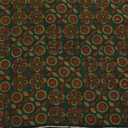 Sanskriti Vintage Sarees Dark Red Pure Crepe Silk Printed Sari 5+yd Craft Sustainable Fabric