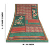 Sanskriti Vintage Sarier Grøn/Rød Ren Crepe Silke Print Sari 5+ yards Håndværk Bæredygtigt Stoff