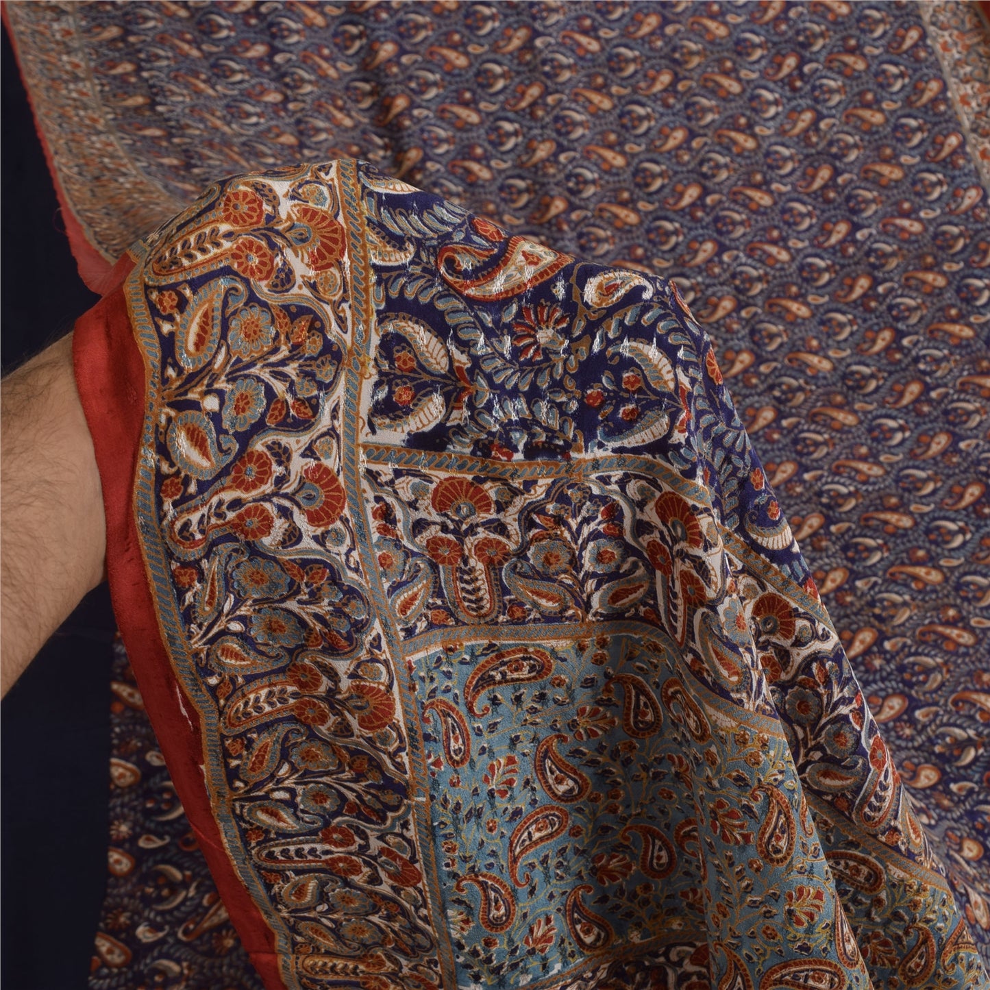 Sanskriti Vintage Sarees Purple Pure Crepe Silk Printed Sari 5+yd Craft Sustainable Fabric