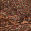 Sanskriti Vintage Sarees Brown Pure Crepe Silk Printed Sari 5+yd Craft Fabric