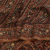 Sanskriti Vintage Sarees Brown Pure Crepe Silk Printed Sari 5+yd Craft Fabric